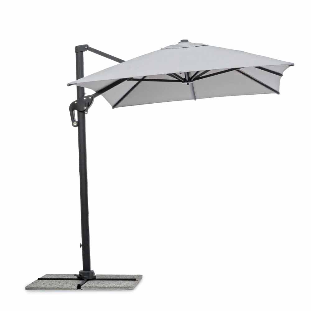 idee Secretaris Vijfde 2x3 paraplu met grijze stof en roterende aluminium paal