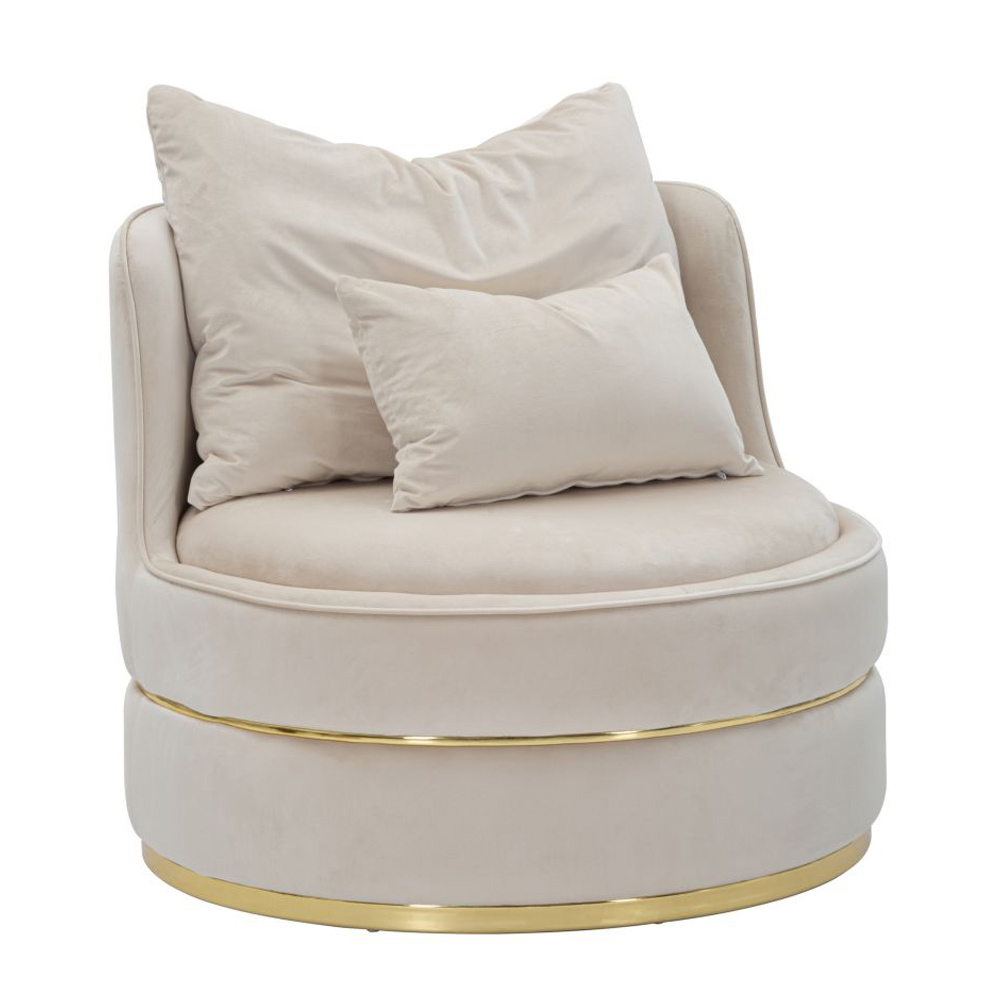 veiligheid Druipend Ontrouw Moderne fauteuil bekleed met stof met gouden versieringen