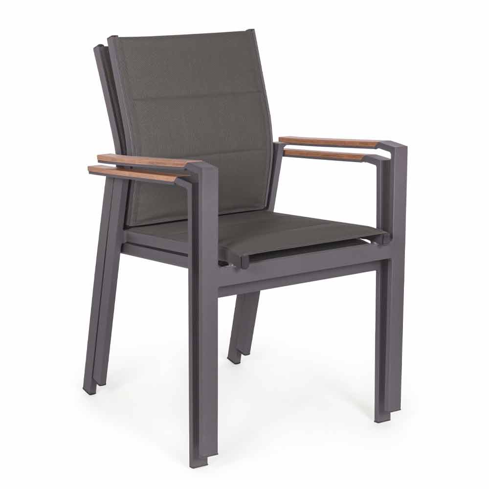 fenomeen Thermisch Veilig Stapelbare stoel met armleuningen in textileen en aluminium 6 stuks