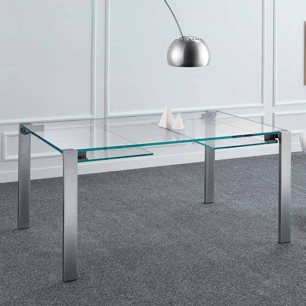 Reusachtig Verlating Tegenwerken Uitschuifbare tafel tot 280 cm Extra helder glas Made in Italy