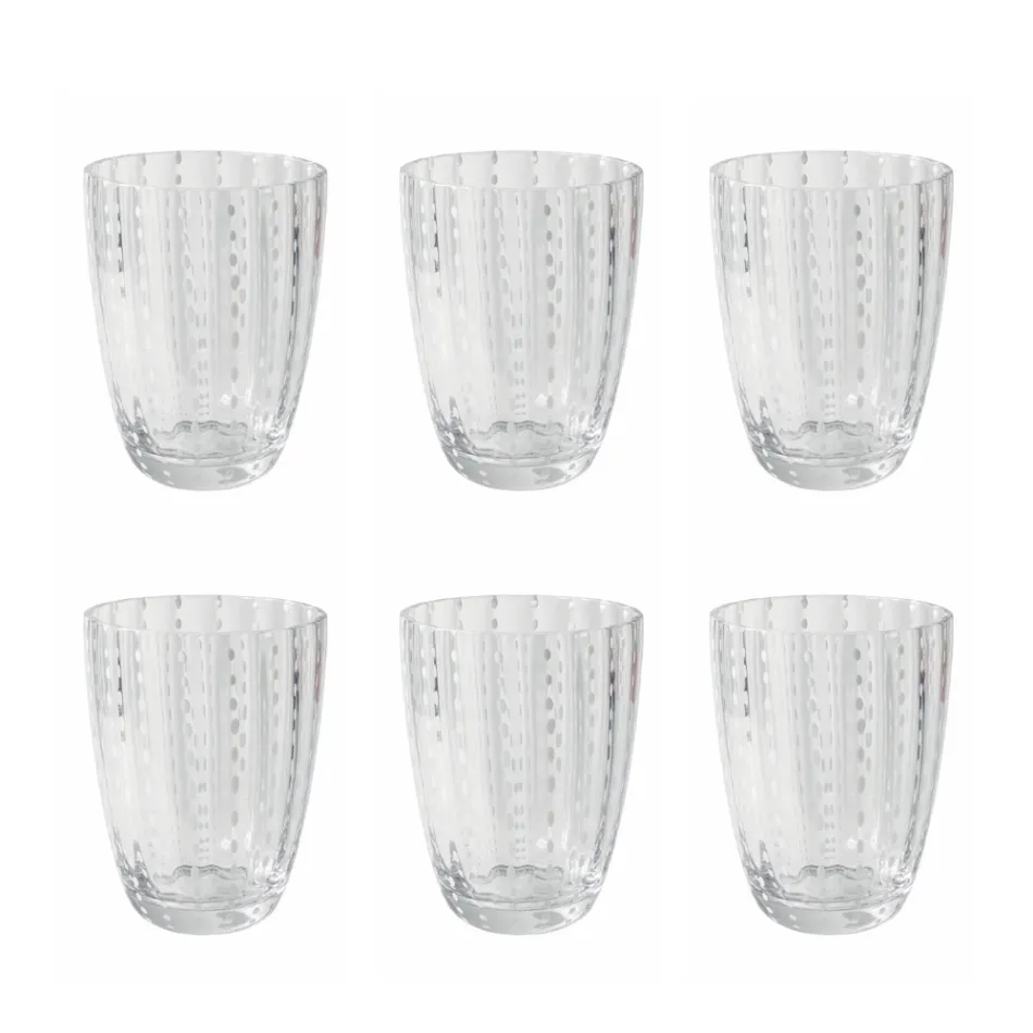 12 waterglazen 300 ml in glas met stippen en golvend oppervlak - tule Viadurini