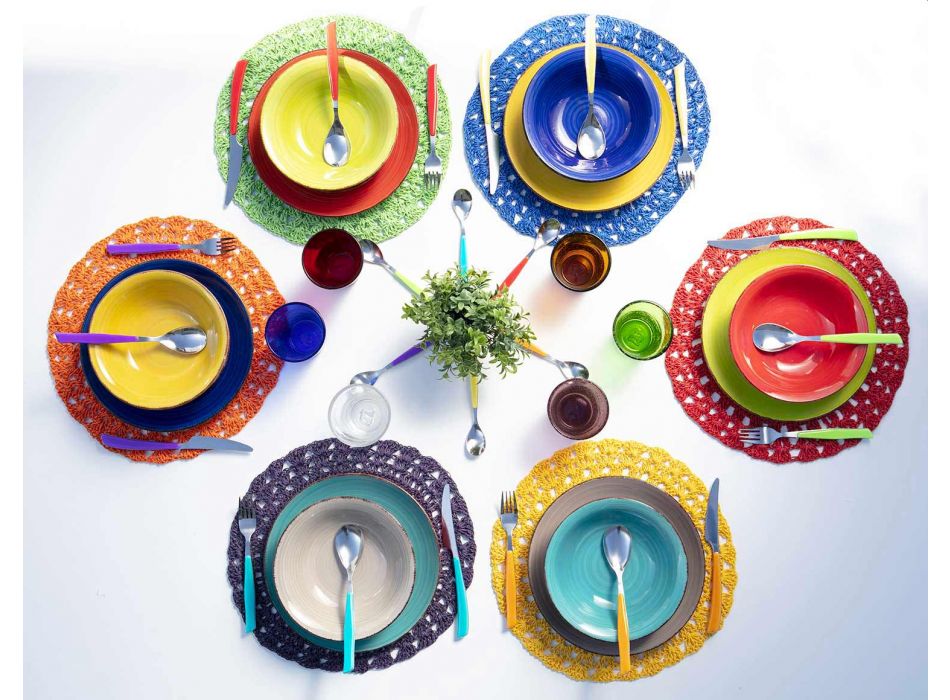 12 glazen Water Craft Service van gekleurd geblazen glas - Yucatan Viadurini
