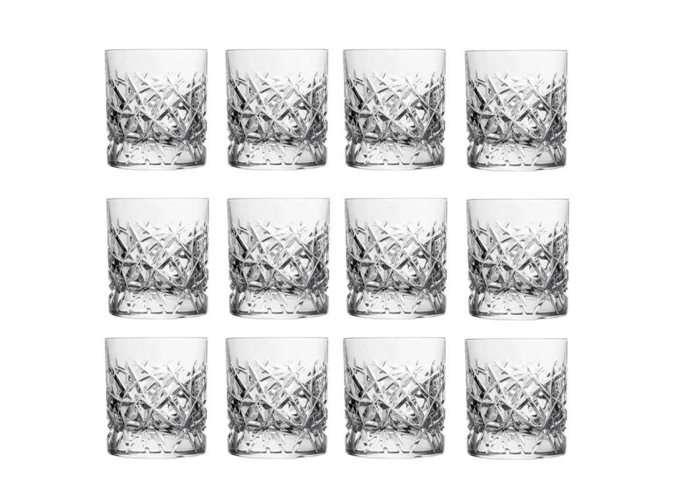 12 Dof vintage glazen voor water- of whiskydesign in kristal - titanium Viadurini