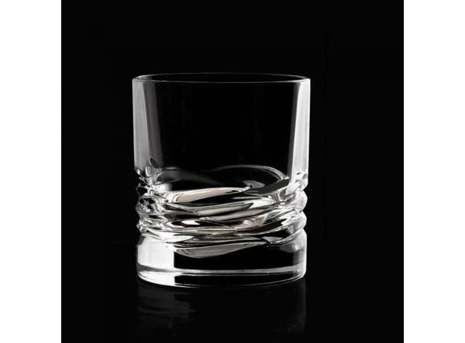 12 Crystal Glasses Wave Decor voor Whisky of Dof Tumbler Water - Titanium
