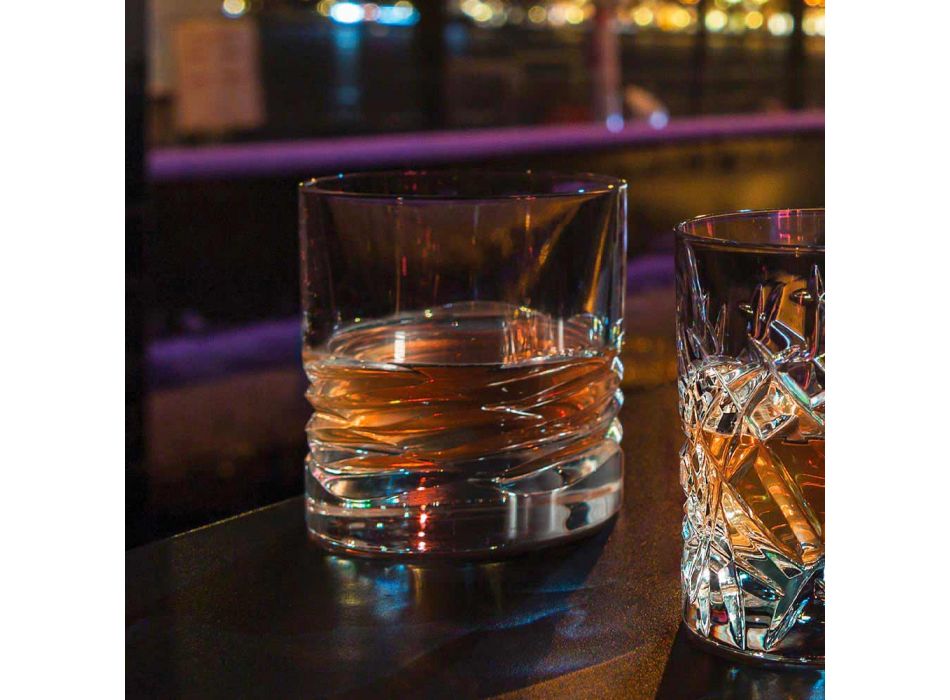 12 Crystal Glasses Wave Decor voor Whisky of Dof Tumbler Water - Titanium Viadurini