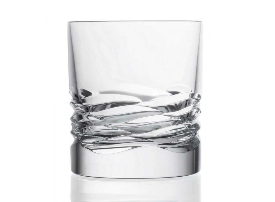 12 Crystal Glasses Wave Decor voor Whisky of Dof Tumbler Water - Titanium