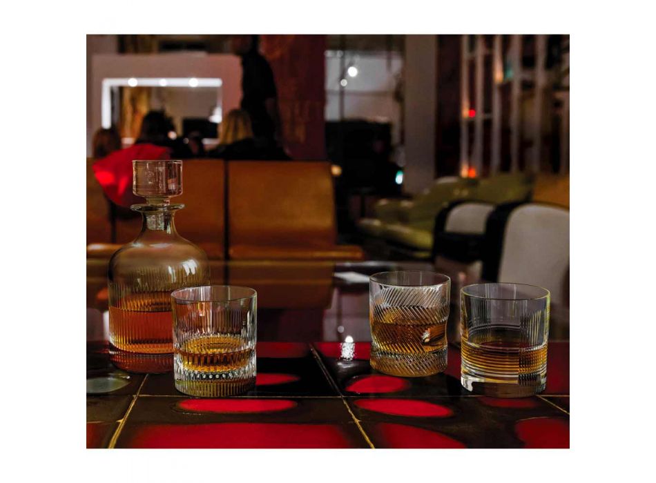 12 glazen voor water of whisky vintage design in gedecoreerd kristal - tactiel Viadurini