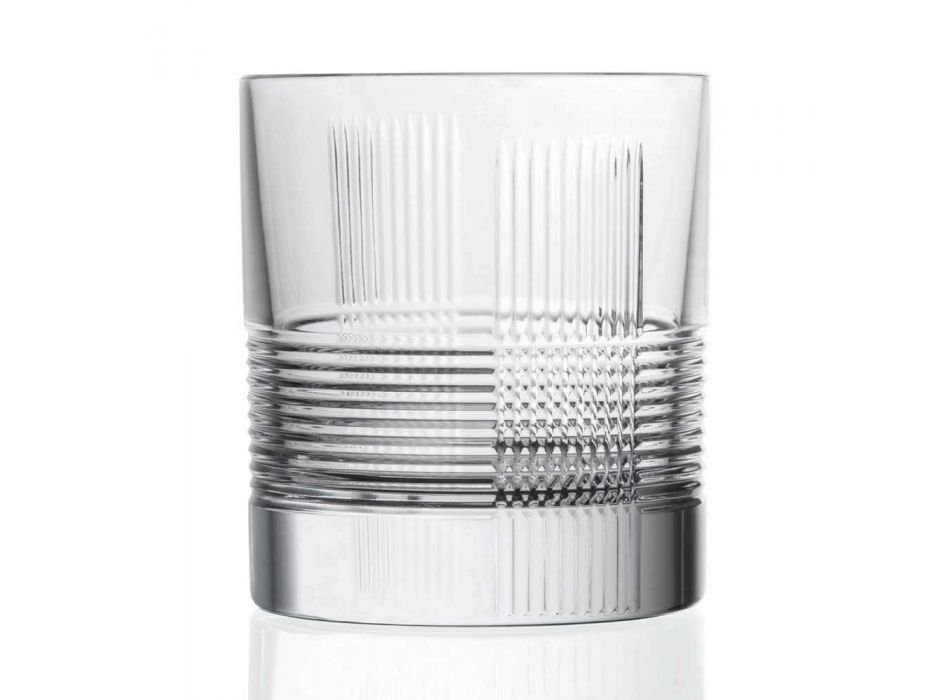 12 glazen voor water of whisky vintage design in gedecoreerd kristal - tactiel