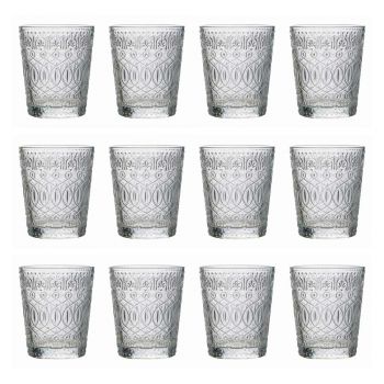 12 bekerglazen voor water in versierd transparant glas - Maroccobic