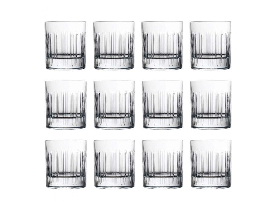 12 Whisky- of Kristallen Waterglazen met Luxe Lineaire Decoratie - Aritmie