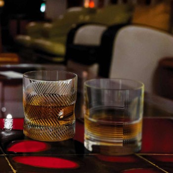 12 Whisky- of Waterglazen in Eco Crystal Versierd Vintage Design - Tactiel
