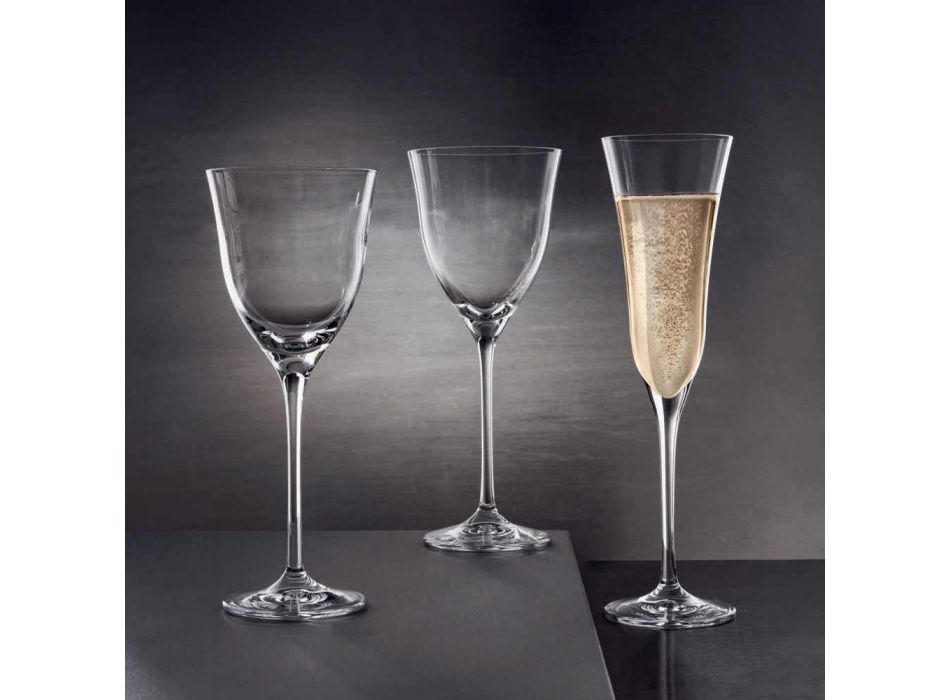 12 witte wijnglazen in ecologisch kristal Minimaal luxe ontwerp - glad Viadurini