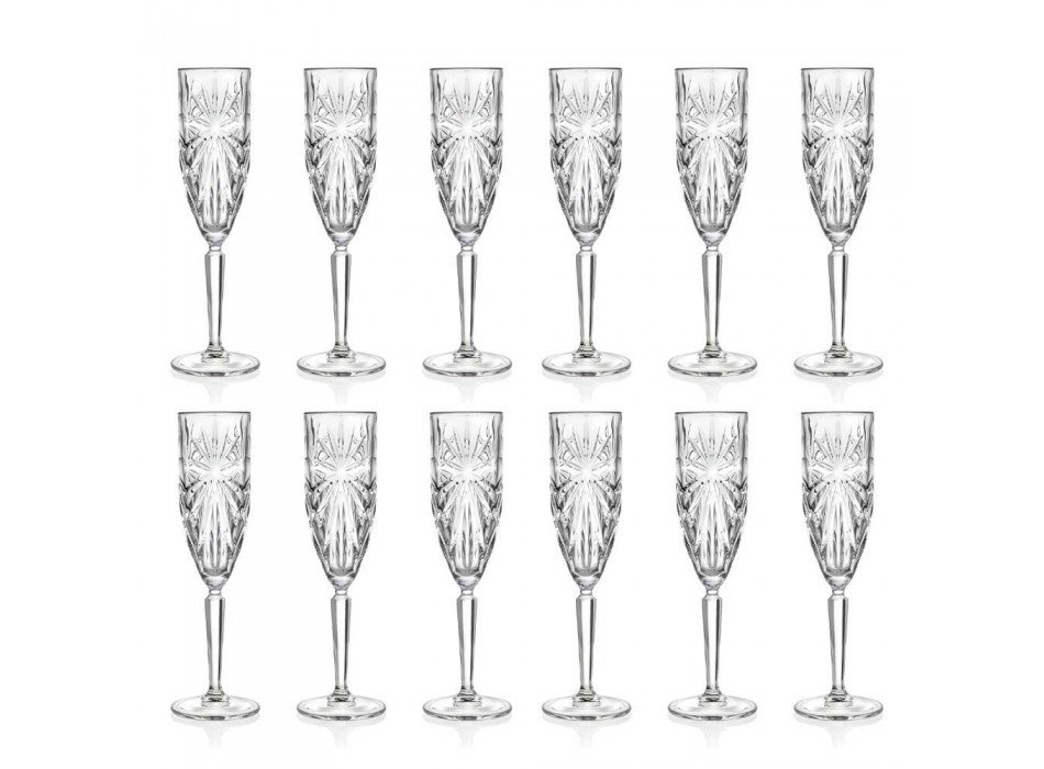 12 Fluitglazen Glas voor Champagne of Prosecco in Eco - Daniele Crystal Viadurini