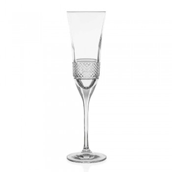 12 Fluitglazen voor Champagne in ecologisch kristal met handmatige decoratie - Milito