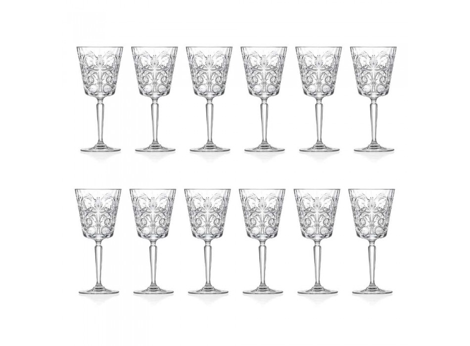 12 glazen voor water, drankjes of cocktaildesign in gedecoreerd ecokristal - Destino Viadurini