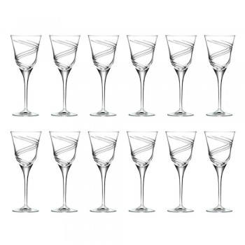 12 glazen voor witte wijn in gedecoreerd en satijn ecologisch kristal - cycloon
