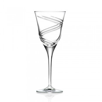 12 glazen voor witte wijn in gedecoreerd en satijn ecologisch kristal - cycloon