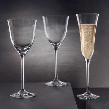 12 rode wijnglazen in ecologisch kristal Luxe minimalistisch design - glad