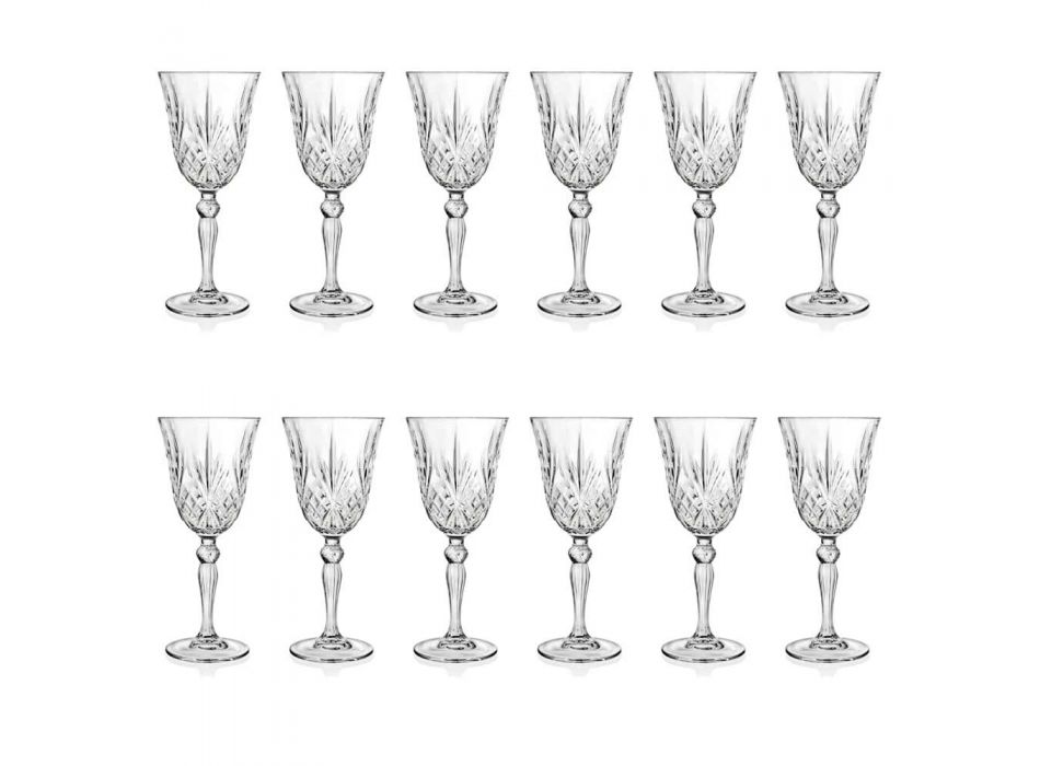 12 glazen wijn, water, cocktail in ecologische kristallen vintage stijl - Cantabile
