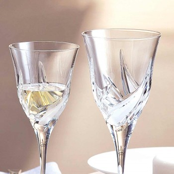 12 luxe design witte wijnglazen in met de hand gedecoreerd Eco Crystal - Advent