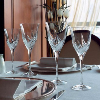 12 luxe design witte wijnglazen in met de hand gedecoreerd Eco Crystal - Advent