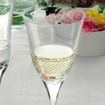 12 witte wijnglazen in ecologisch kristal luxe gedecoreerd ontwerp - Milito