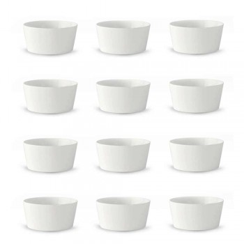 12 modern design ijs- of fruitbekers van wit porselein - Egle