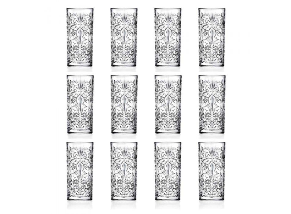 12 Tumbler Highball Cocktailglas of Luxe Versierd Water - Destiny Viadurini