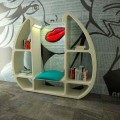 Moderne design boekenkast in Solid Surface Shelley gemaakt in Italië