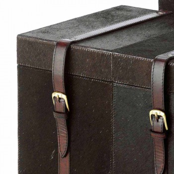2 design koffers donkerbruin pony Ceskini, groot en klein