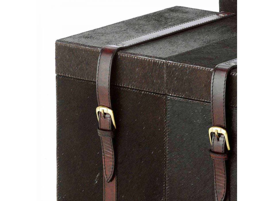 2 design koffers donkerbruin pony Ceskini, groot en klein Viadurini
