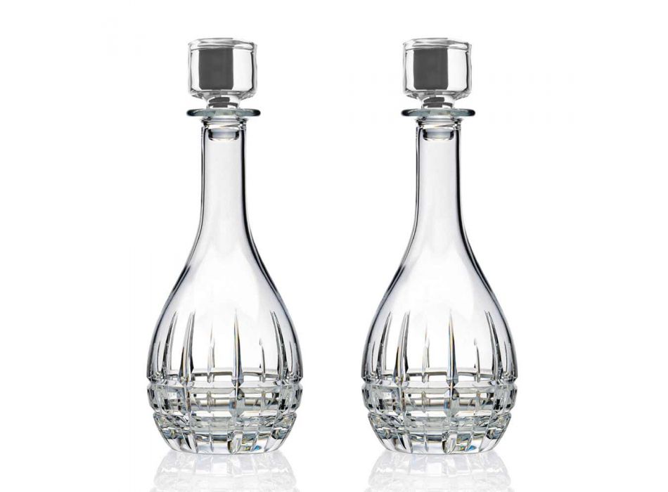 2 flessen met ronde design wijnstop van gedecoreerd kristal - Fiucco