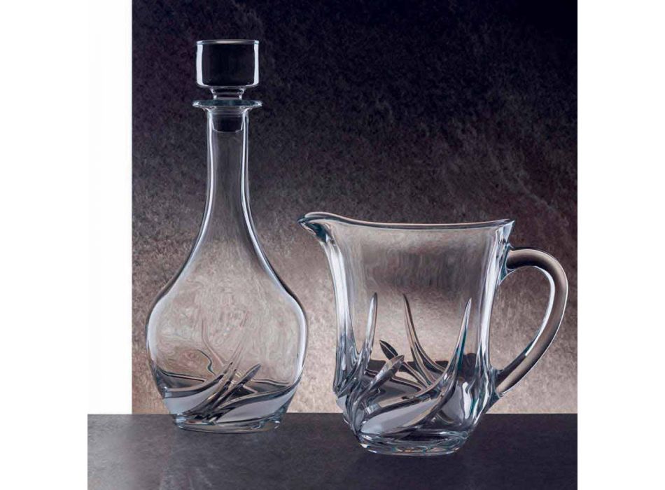 2 Eco Kristallen Wijnflessen met Rond Design Deksel en Decoraties - Advent Viadurini