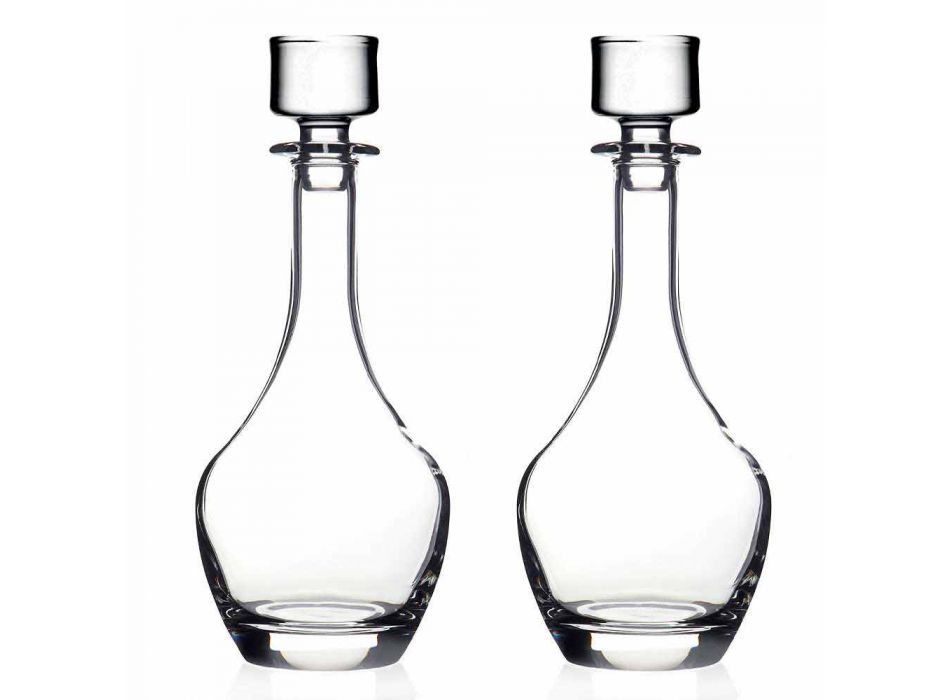 2 flessen voor wijnen in ecologisch kristal Italiaans minimalistisch design - glad Viadurini