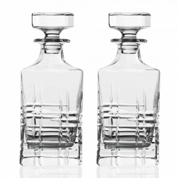 2 Whiskyflessen met Kristal Versierde Vierkante Design Cap - Aritmie