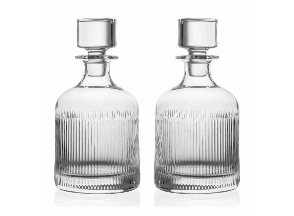 2 Whiskyflessen met Eco-vriendelijke Crystal Cap Vintage Design - Tactiel Viadurini