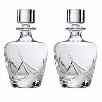 2 kristallen whiskyflessen met luxe versierde design dop - Advent