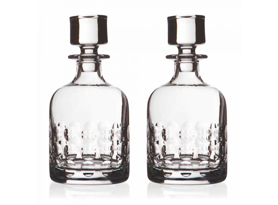 2 flessen voor whisky in ecologisch kristal versierd met dop - titaniobal Viadurini
