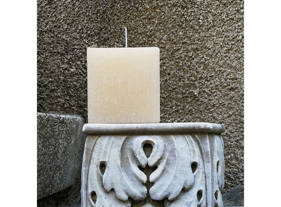 2 vierkante kaarsen van verschillende groottes in was gemaakt in Italië - Adelle Viadurini