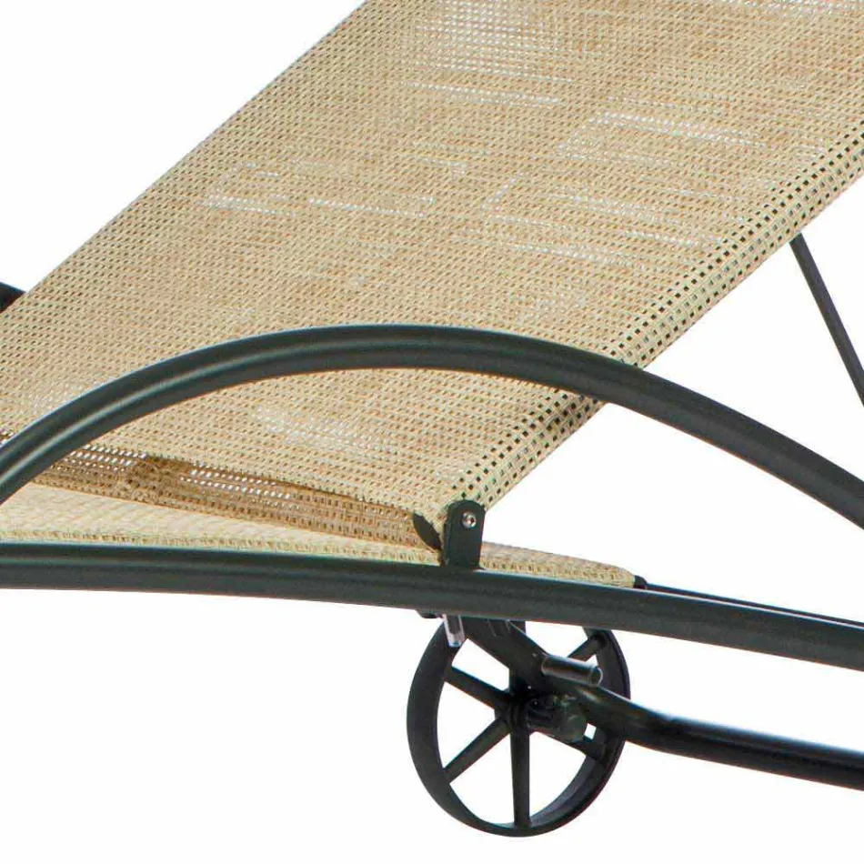 2 stapelbare chaise longues voor buiten van metaal en stof Made in Italy - Perlo Viadurini