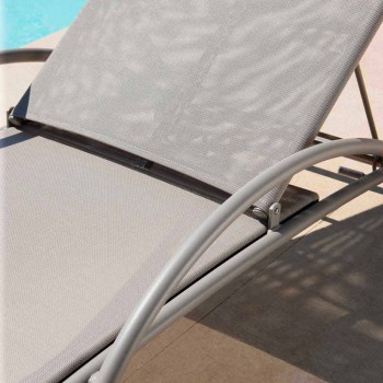 2 stapelbare chaise longues voor buiten van metaal en stof Made in Italy - Perlo