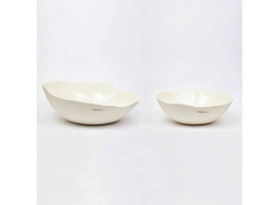 2 Saladeschalen in wit porselein Unieke stukken Italiaans design - Arciconcreto Viadurini