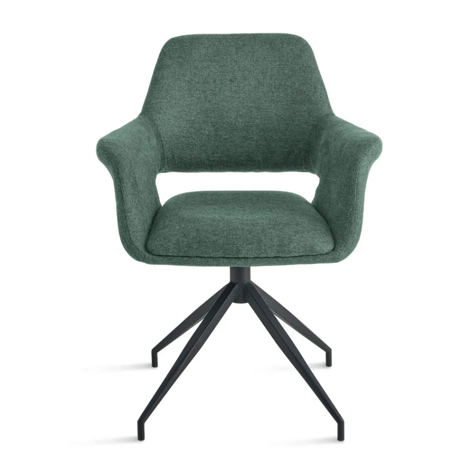 2 180° draaibare fauteuils, bekleed met stof en met een metalen frame - Ivana Viadurini