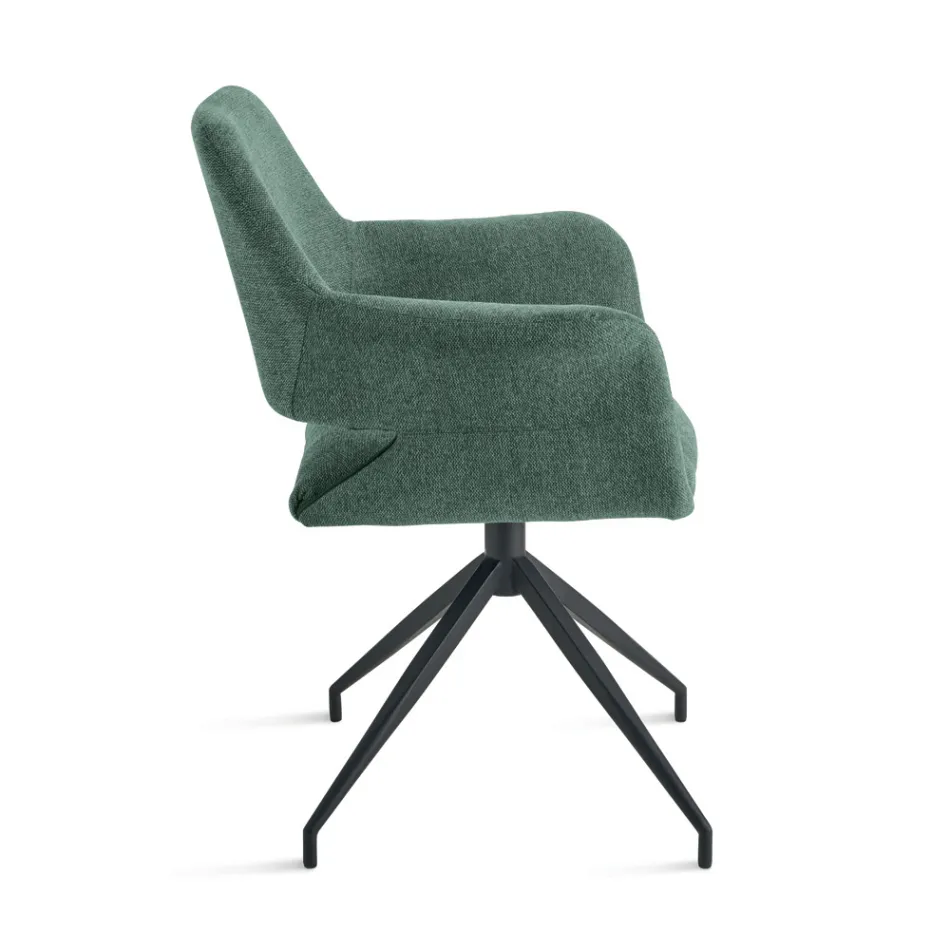 2 180° draaibare fauteuils, bekleed met stof en met een metalen frame - Ivana Viadurini