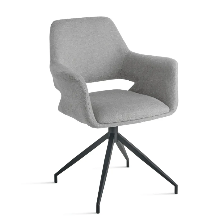 2 180° draaibare fauteuils, bekleed met stof en met een metalen frame - Ivana Viadurini