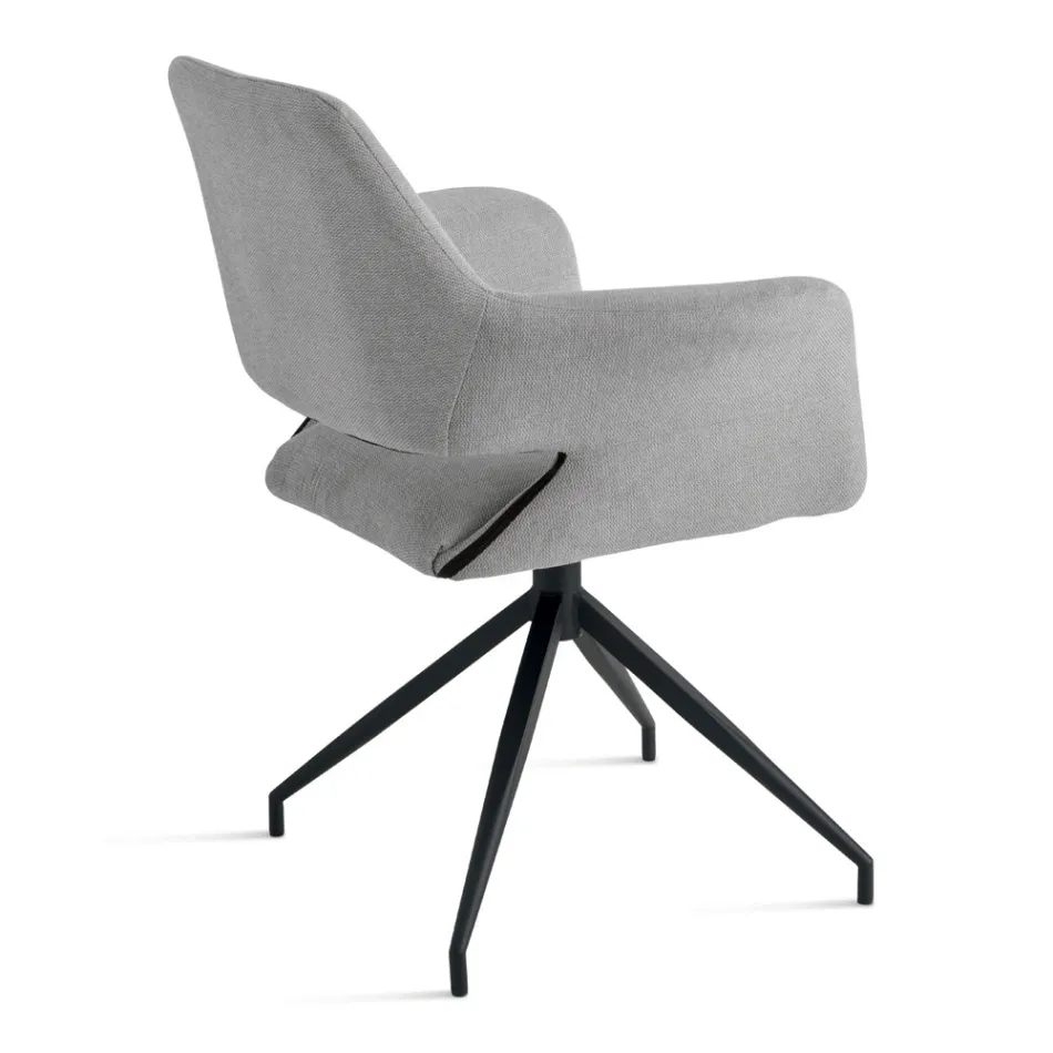 2 180° draaibare fauteuils, bekleed met stof en met een metalen frame - Ivana Viadurini