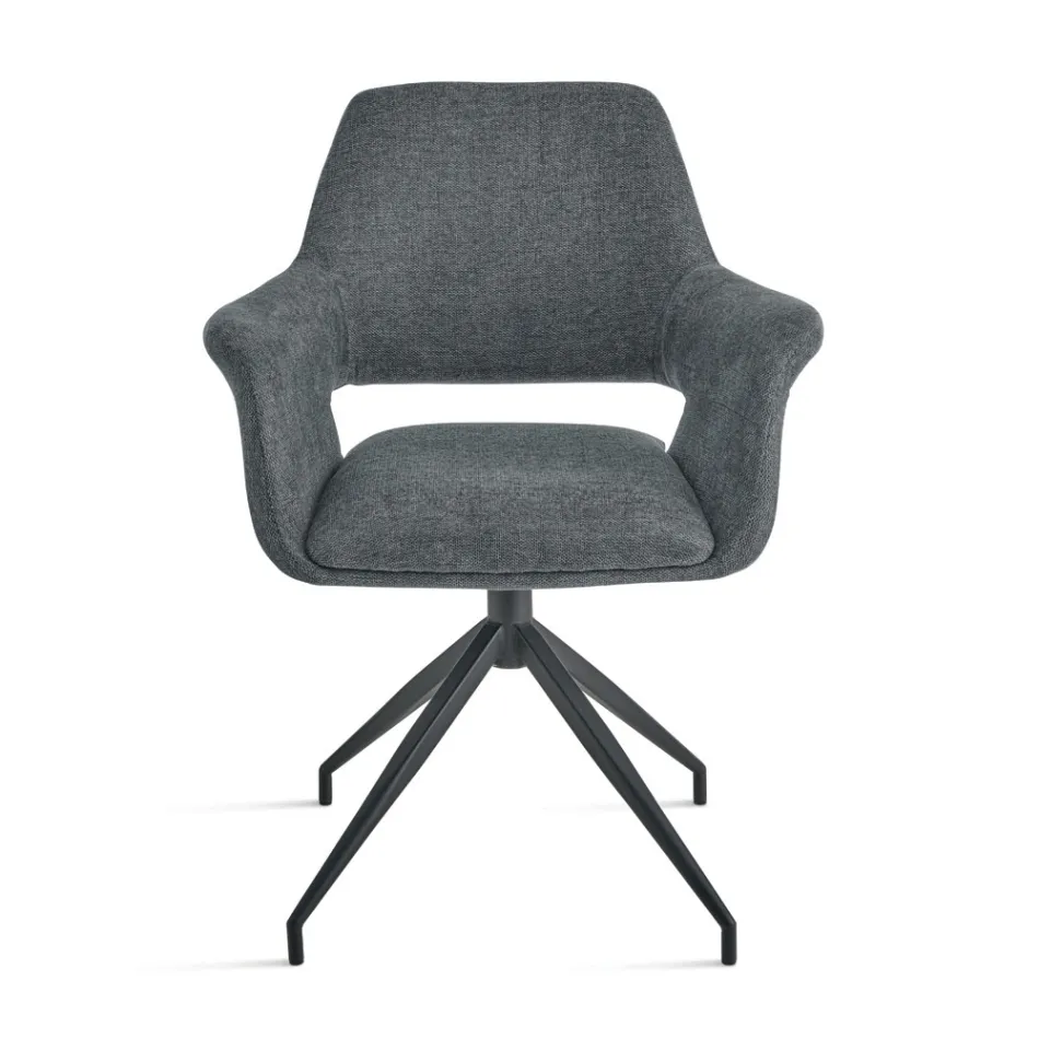 2 180° draaibare fauteuils, bekleed met stof en met een metalen frame - Ivana Viadurini