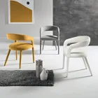 2 Gestoffeerde fauteuils in bouclé-stof met bekleed frame - Domenica Viadurini