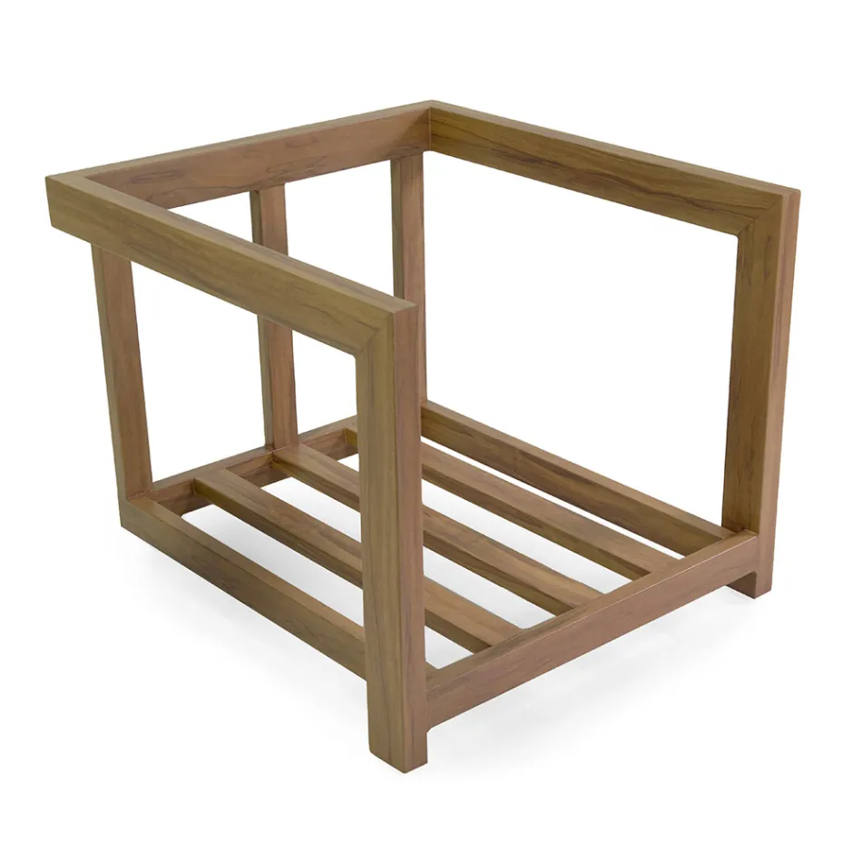 2 Fauteuils met Aluminium Tafel met Thermo-Transfer Hout Effect - Camper Viadurini