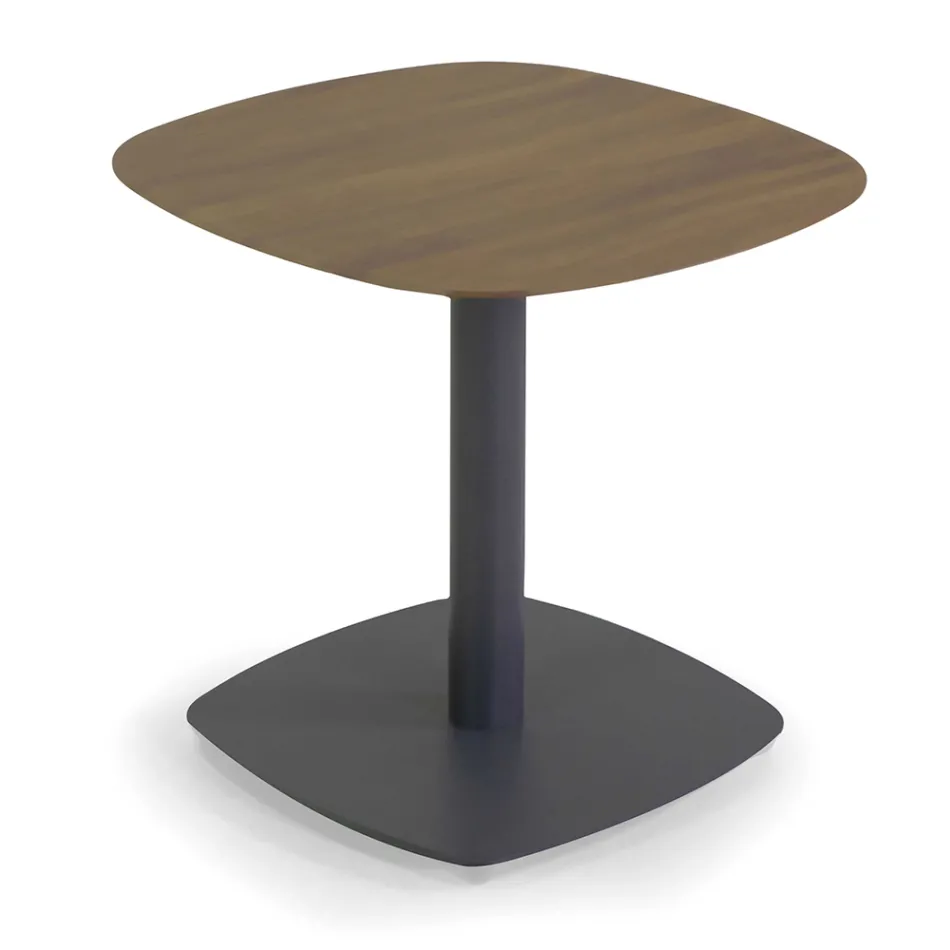 2 Fauteuils met Aluminium Tafel met Thermo-Transfer Hout Effect - Camper Viadurini